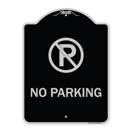 Signmission Designer Series-No Parking Small, Black & Silver Heavy-Gauge Aluminum, 24" x 18", BS-1824-9816 A-DES-BS-1824-9816